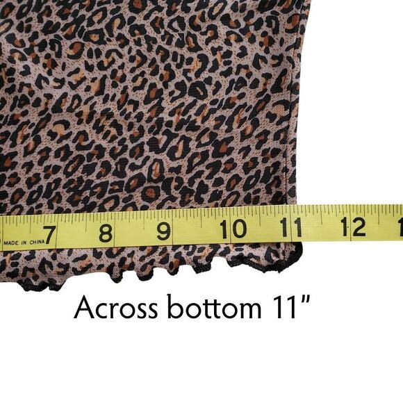 Y2K Mesh Top Cheetah Leopard Long Sleeve Lettuce Hem Whimsigoth S - Picture 12 of 13